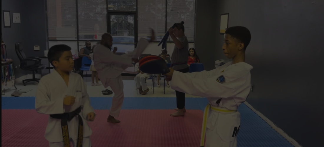 Riverdale Taekwondo students practicing kicks